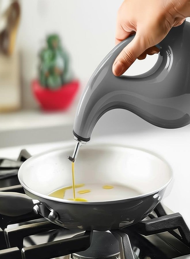 Decor & More - Ceramic Oil Dispenser 500 ML | Oil Container for Kitchen Decor | Oil Dispenser with Adjustable Removal Steel Lid for kitchen storage | Grey set of 1 - Image 2